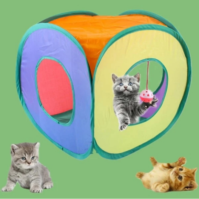 Square Cat Rainbow Tunnel Can Accept Folding Pet Nest barrels Cat Toys
