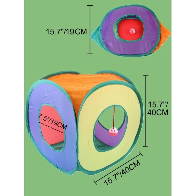 Square Cat Rainbow Tunnel kann faltbare Pet Nest Fässer Katzenspielzeug aufnehmen