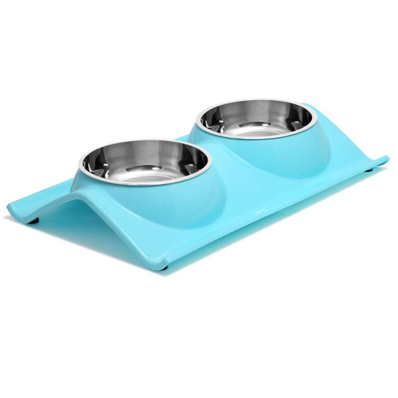 Double Dog Cat Bowls Premium Stainless Steel Pet Bowls No-Spill Resin Station, Food Water Feeder Cats Small Dogs