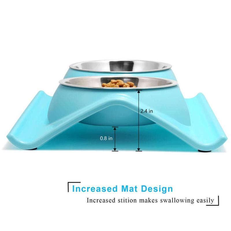 Double Dog Cat Bowls Premium Stainless Steel Pet Bowls No-Spill Resin Station, Food Water Feeder Cats Small Dogs