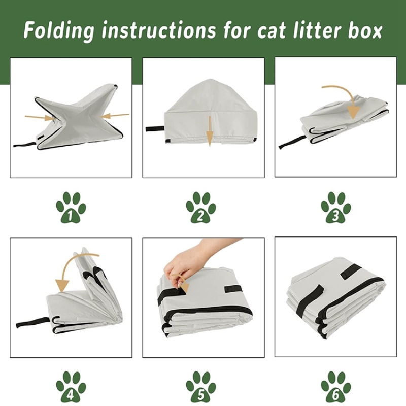 Travel Cat Litter Box with Lid Portable Litter Carrier with Handle Foldable Leak-Proof