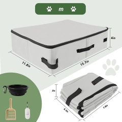Travel Cat Litter Box with Lid Portable Litter Carrier with Handle Foldable Leak-Proof