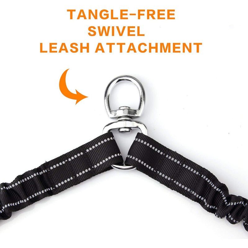 Comfortable Shock Absorbing Reflective Tangle Dog Leash for Dual Dog Training