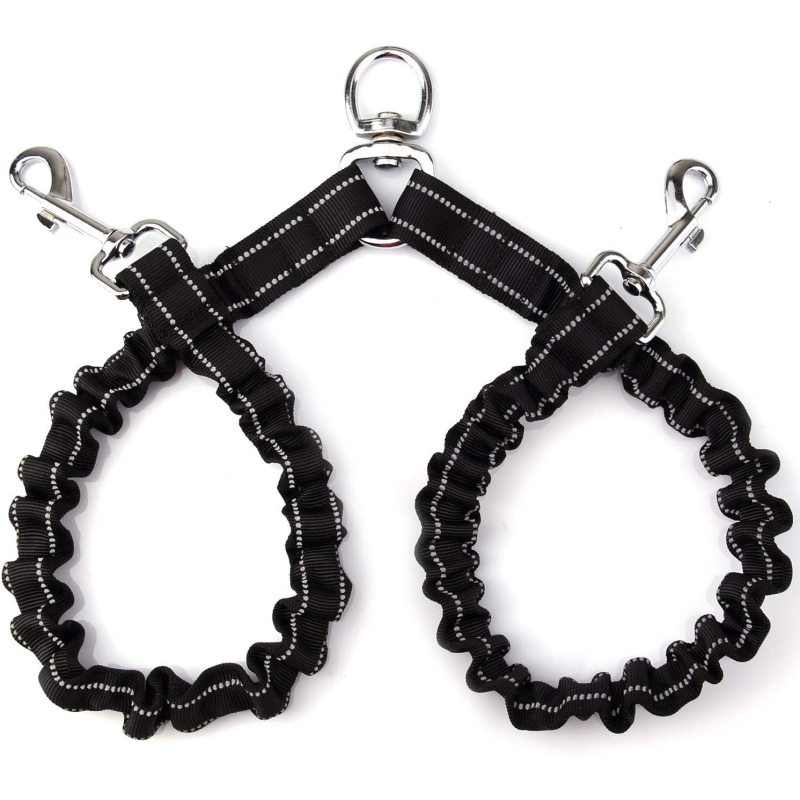 Comfortable Shock Absorbing Reflective Tangle Dog Leash for Dual Dog Training