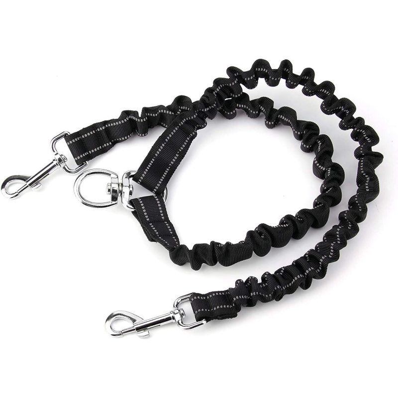 Comfortable Shock Absorbing Reflective Tangle Dog Leash for Dual Dog Training