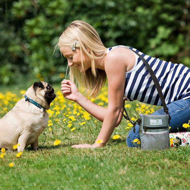 Dog Treat Training Pouch Easily Carries Pet Toys Kibble Treats Built in Poop Bag Dispenser 3 Ways to Wear