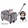luxury airline approved pet luggage bag with wheels  fleece mat cat dog stroller