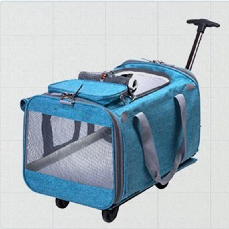 luxury airline approved pet luggage bag with wheels  fleece mat cat dog stroller