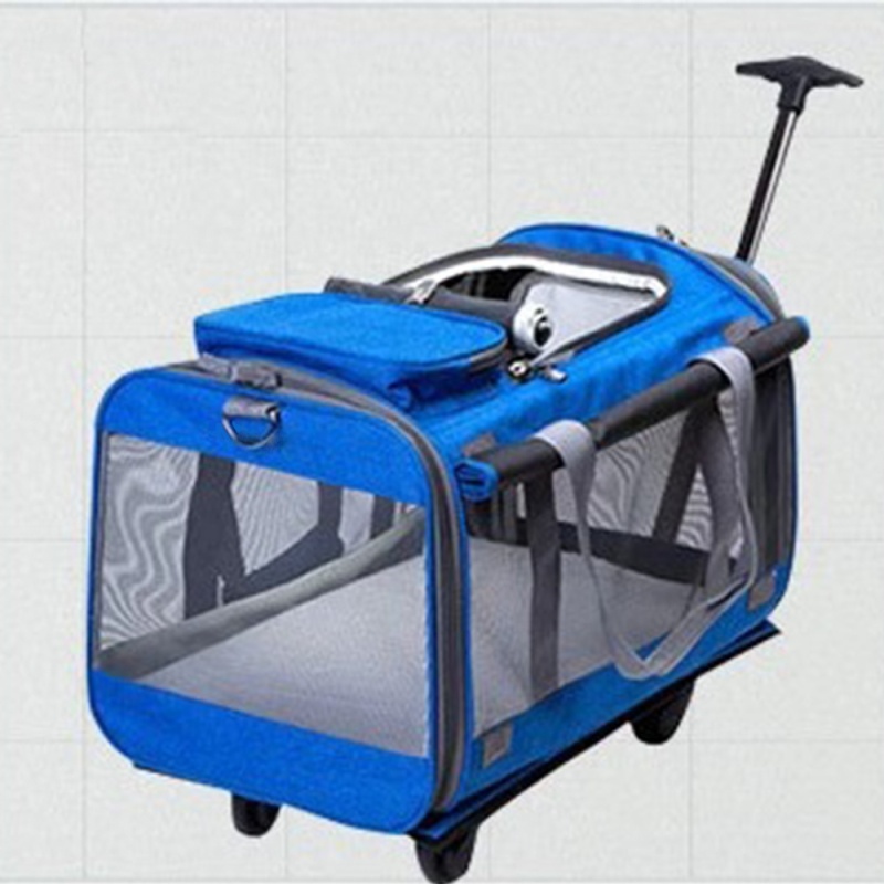 luxury airline approved pet luggage bag with wheels  fleece mat cat dog stroller