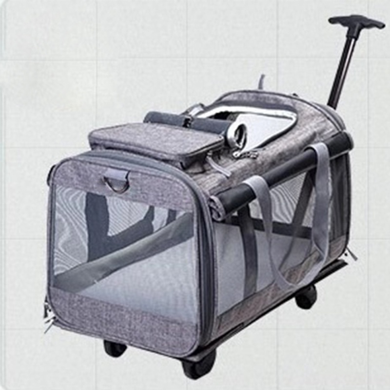 luxury airline approved pet luggage bag with wheels  fleece mat cat dog stroller