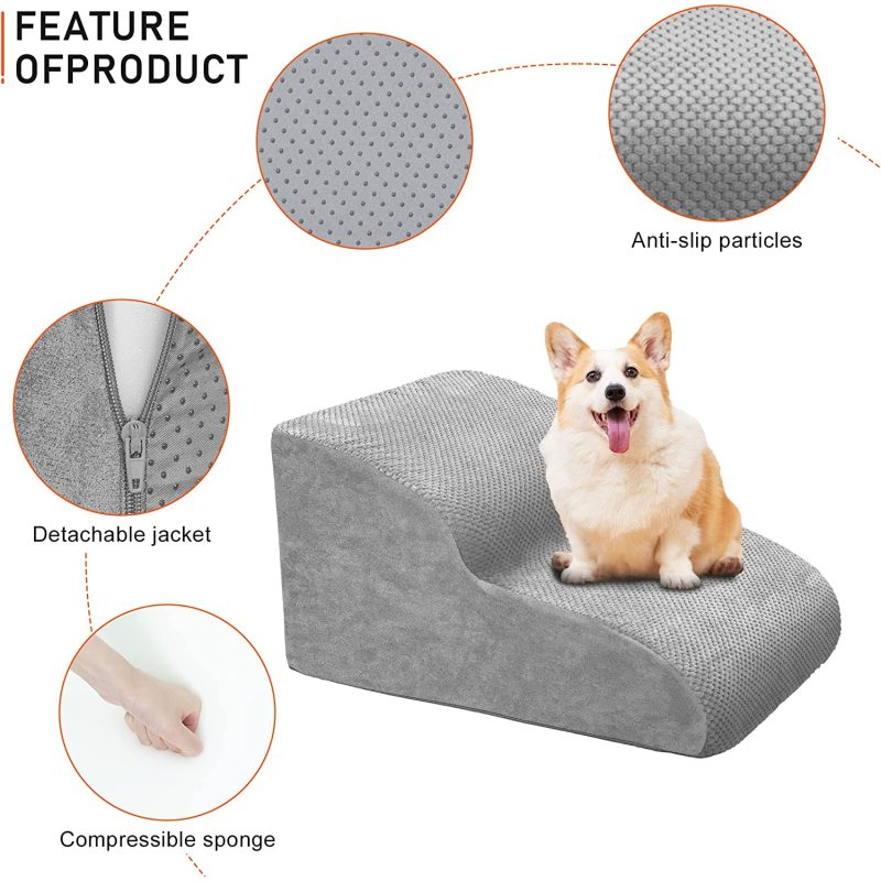 Dog Stairs for SmalL, High Density Foam Ramp, Extra Wide Non-Slip Pet Steps High Beds Or Couch