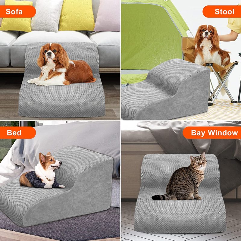 Dog Stairs for SmalL, High Density Foam Ramp, Extra Wide Non-Slip Pet Steps High Beds Or Couch