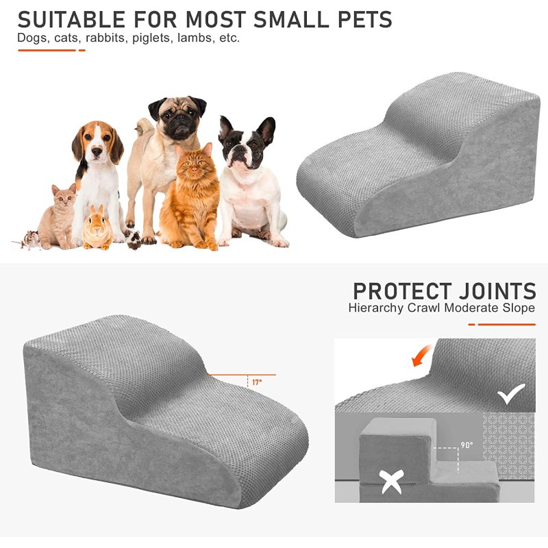 Dog Stairs for SmalL, High Density Foam Ramp, Extra Wide Non-Slip Pet Steps High Beds Or Couch