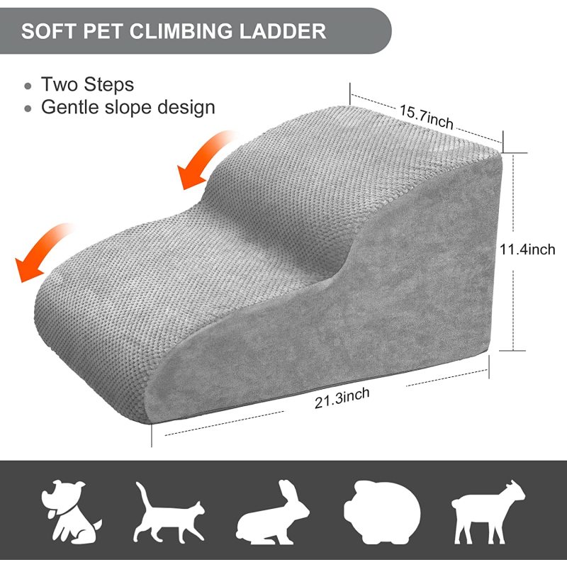 Dog Stairs for SmalL, High Density Foam Ramp, Extra Wide Non-Slip Pet Steps High Beds Or Couch