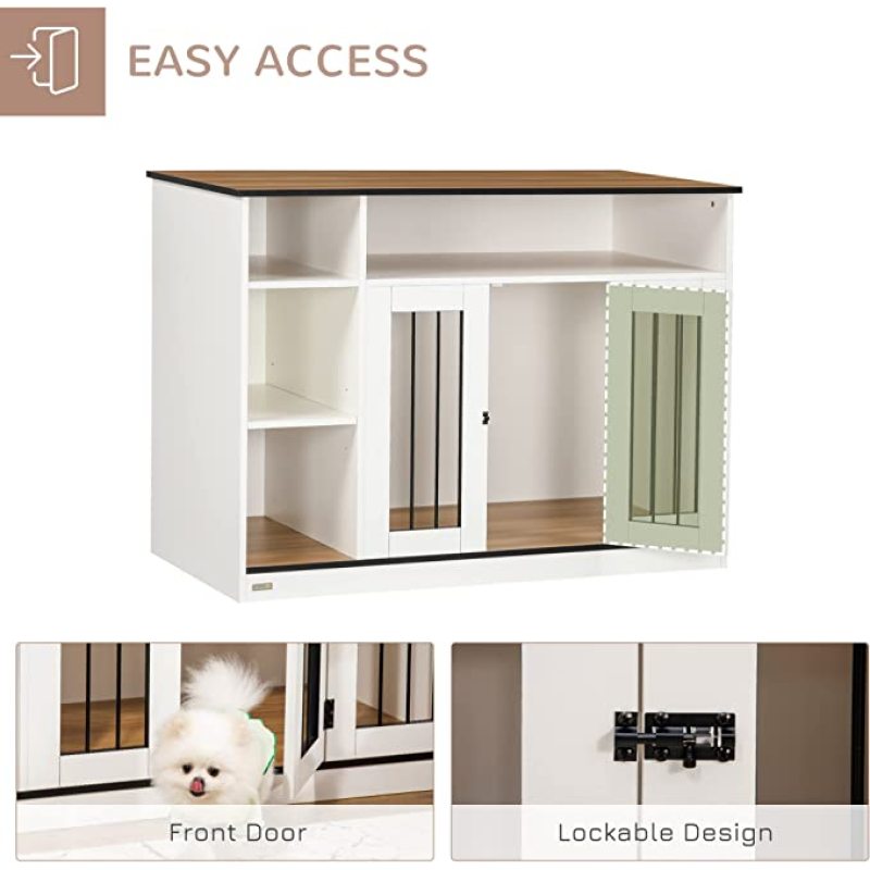 Furniture Style Dog Crate End Table Wooden Dog Cage with Extra Storage Space Pet Cage for Medium Dogs