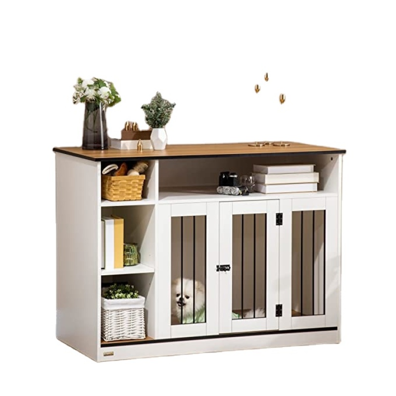 Furniture Style Dog Crate End Table Wooden Dog Cage with Extra Storage Space Pet Cage for Medium Dogs