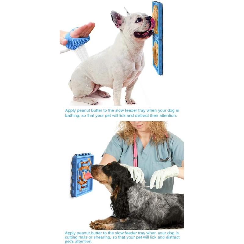 Durable Silicone Slow Feeder Dog Lick Mat Bathing and Grooming Easy to Apply Peanut Butter in Shower