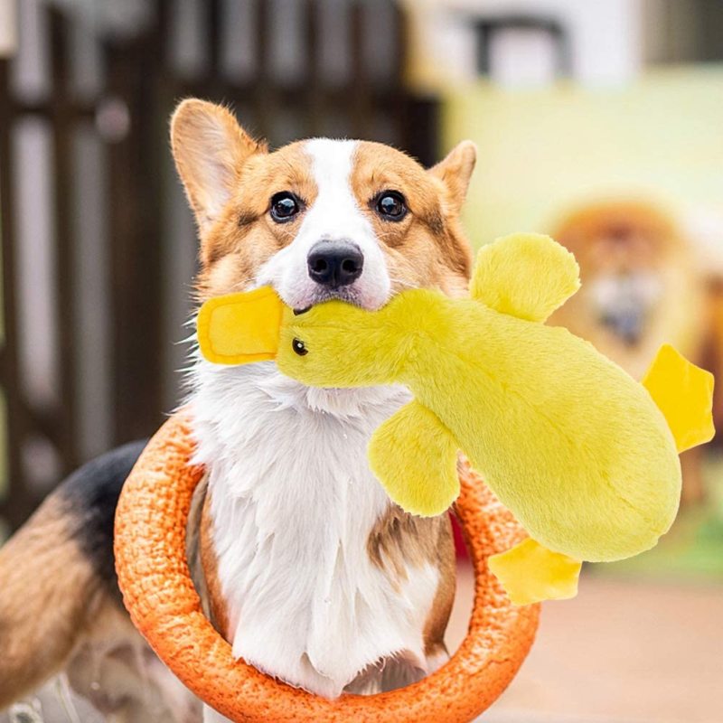Plush Squeaky Dog Duck Toys - Stuffed Pet Toy Duck Interactive Gifts for Dog Birthday Dogs Puppy Biting Chew Toys - for Medium a