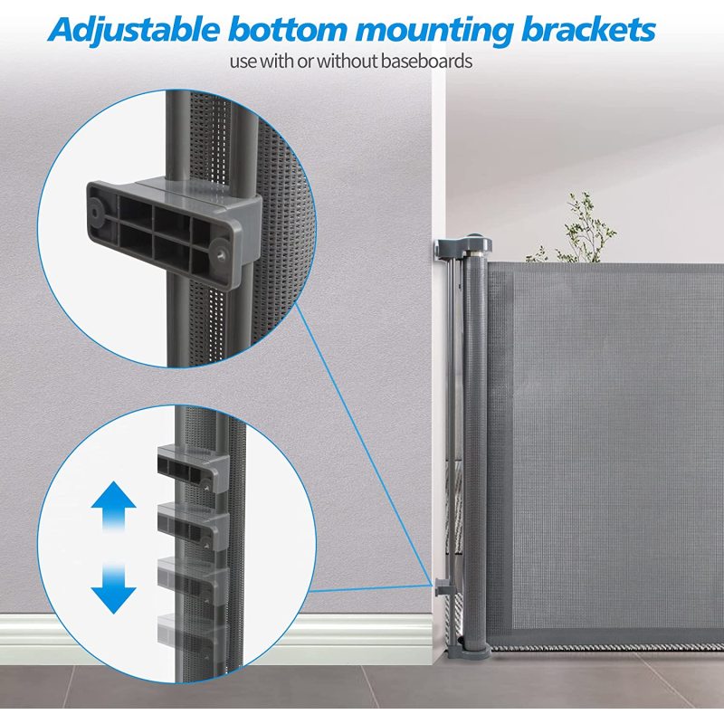 Retractable Dog Gate, Extra Wide Space Saving Mesh Pet Gate 31 Inches Tall, Extends to 62 Inches Wide, Movable Indoor