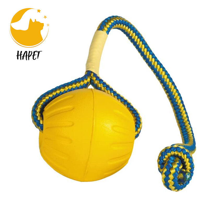 Dog Rope Ball, EVA Rubber Ball on a Rope Dog Toy can Floats in Water, for Interactive Pet Chewing Training Working Dog Rope Ball