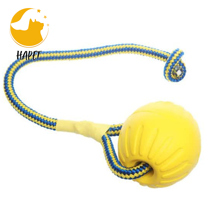 Dog Rope Ball, EVA Rubber Ball on a Rope Dog Toy can Floats in Water, for Interactive Pet Chewing Training Working Dog Rope Ball