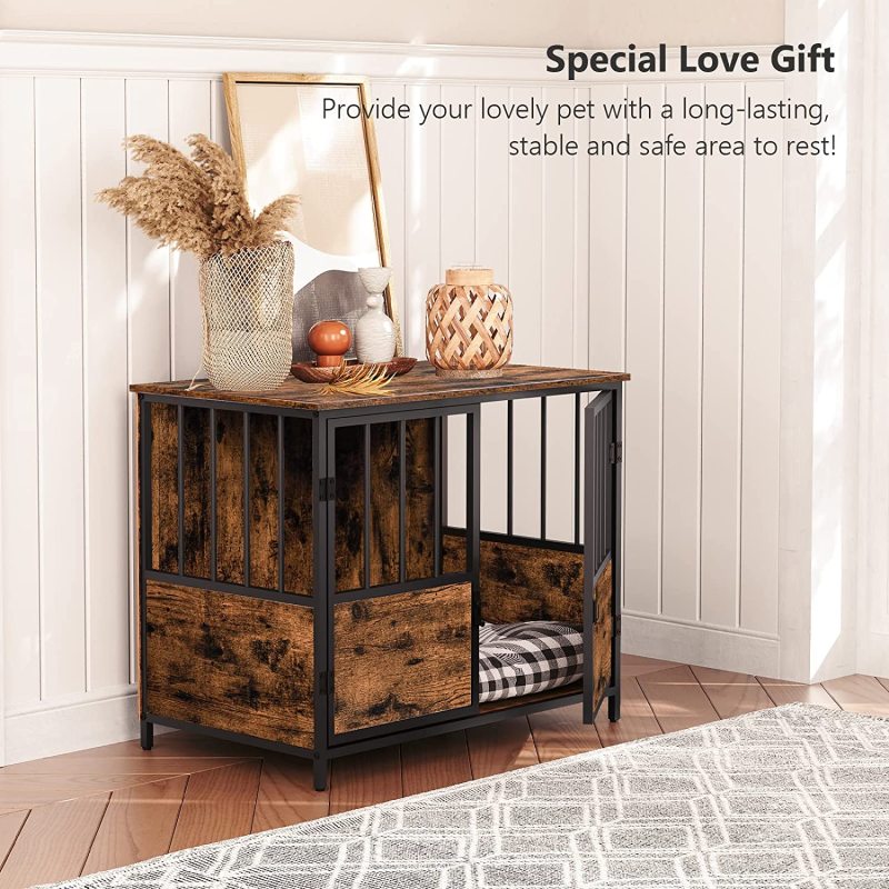 Decorative Dog Kennel Crate Furniture End Table Easy Assembly