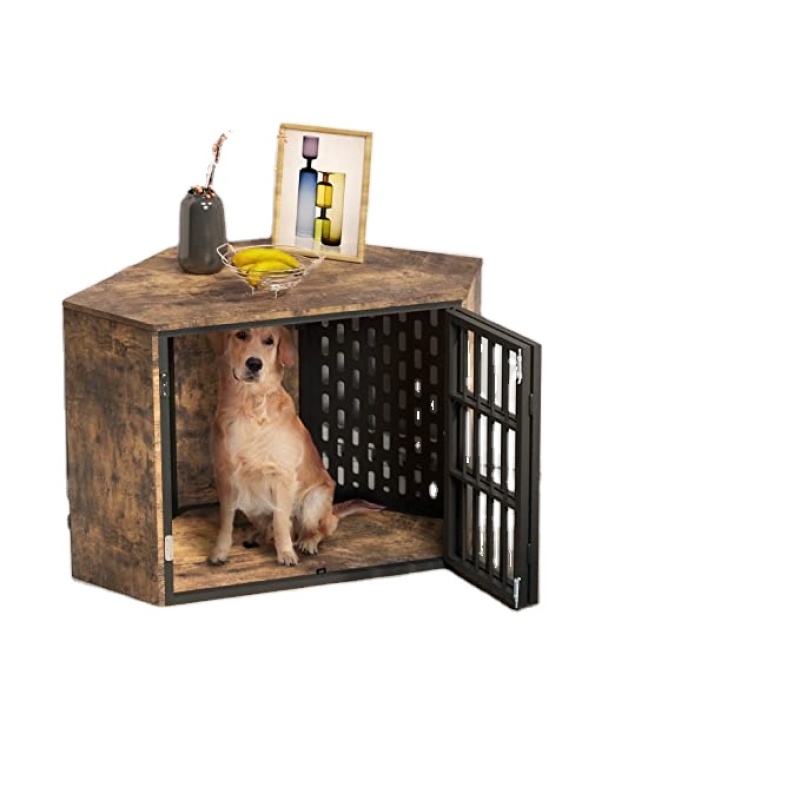 Corner Dog Crate Furniture Indoor Dog Kennel for Trained Dogs Furniture Style Pet Crate
