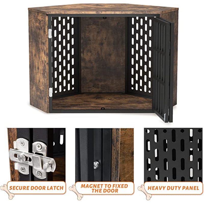 Corner Dog Crate Furniture Indoor Dog Kennel for Trained Dogs Furniture Style Pet Crate
