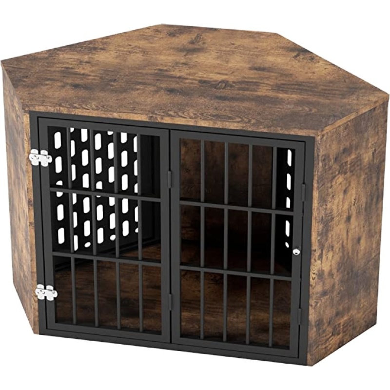 Corner Dog Crate Furniture Indoor Dog Kennel for Trained Dogs Furniture Style Pet Crate