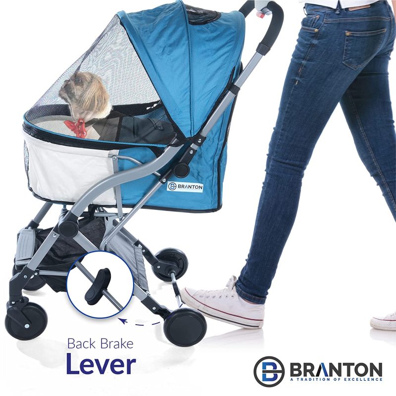 Pet Stroller for Dogs Cats Lightweight Modern Travel Carrier with One Button Collapsible Frame, Swivel Front Wheels with
