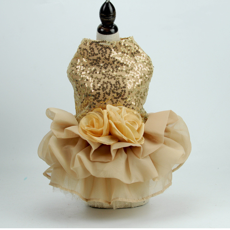 Pet Costume  Bling Sequins Princess Tutu Tulle Skirt Wedding Dress  Apparel Summer Clothes Puppy Shirt