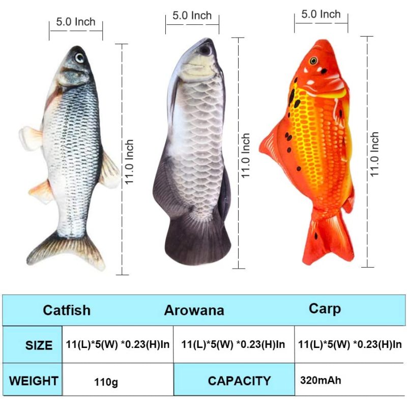 Floppy Fish Cat Toy, Moving Fish Toy Interactive Flopping Cat Kicker , Dancing Wiggle  Catnip Toys