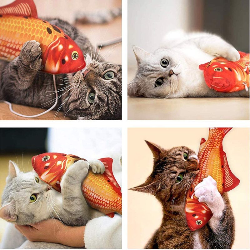 Floppy Fish Cat Toy, Moving Fish Toy Interactive Flopping Cat Kicker , Dancing Wiggle  Catnip Toys