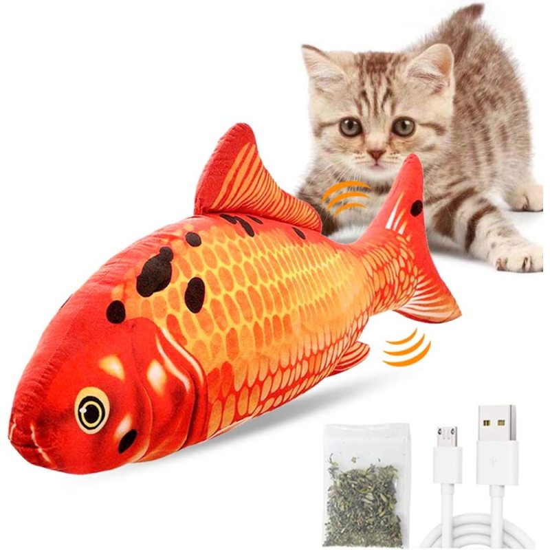 Floppy Fish Cat Toy, Moving Fish Toy Interactive Flopping Cat Kicker , Dancing Wiggle  Catnip Toys