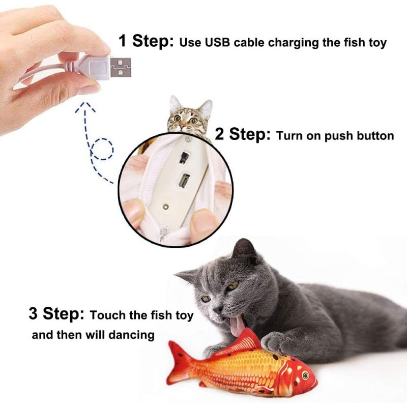Floppy Fish Cat Toy, Moving Fish Toy Interactive Flopping Cat Kicker , Dancing Wiggle  Catnip Toys