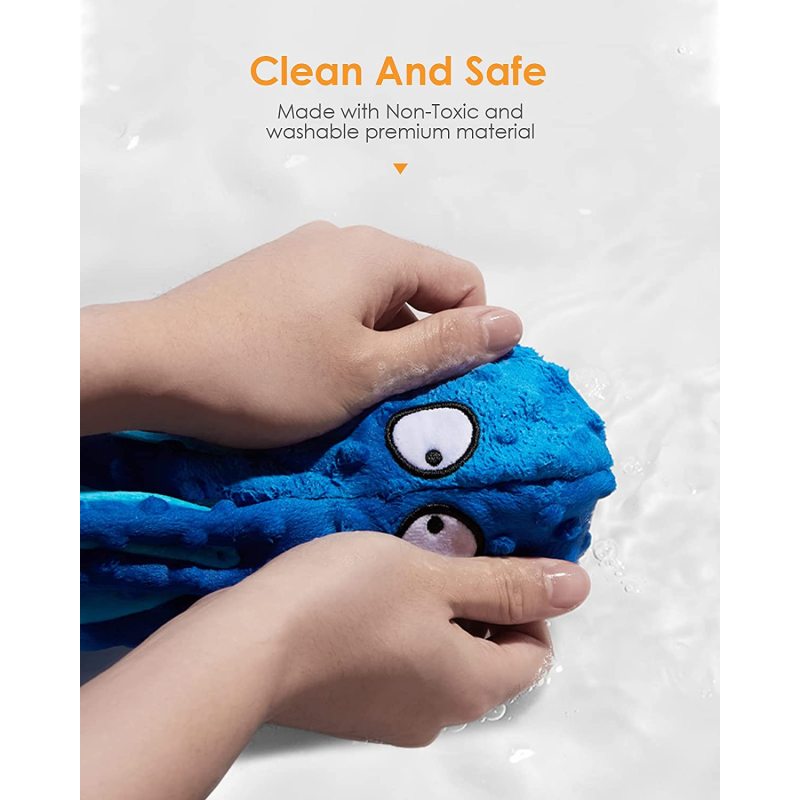 Squeaky Dog Toys Octopus No Stuffing Crinkle Plush Dog Chew Toys for Pet Training