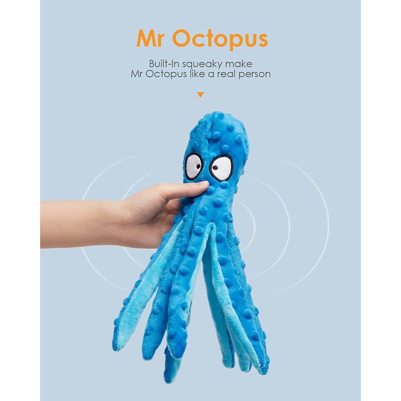 Squeaky Dog Toys Octopus No Stuffing Crinkle Plush Dog Chew Toys for Pet Training