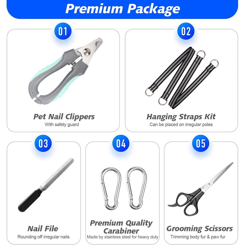 Pet Grooming Hammock for Dogs & Cats with Nail Nail Trimmers/Scissors, Dog Grooming Harness for Nail Trimming
