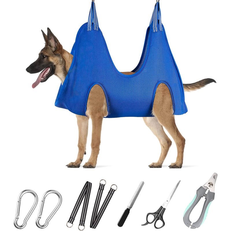 Pet Grooming Hammock for Dogs & Cats with Nail Nail Trimmers/Scissors, Dog Grooming Harness for Nail Trimming