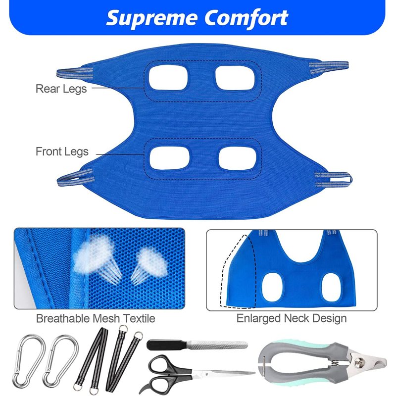 Pet Grooming Hammock for Dogs & Cats with Nail Nail Trimmers/Scissors, Dog Grooming Harness for Nail Trimming