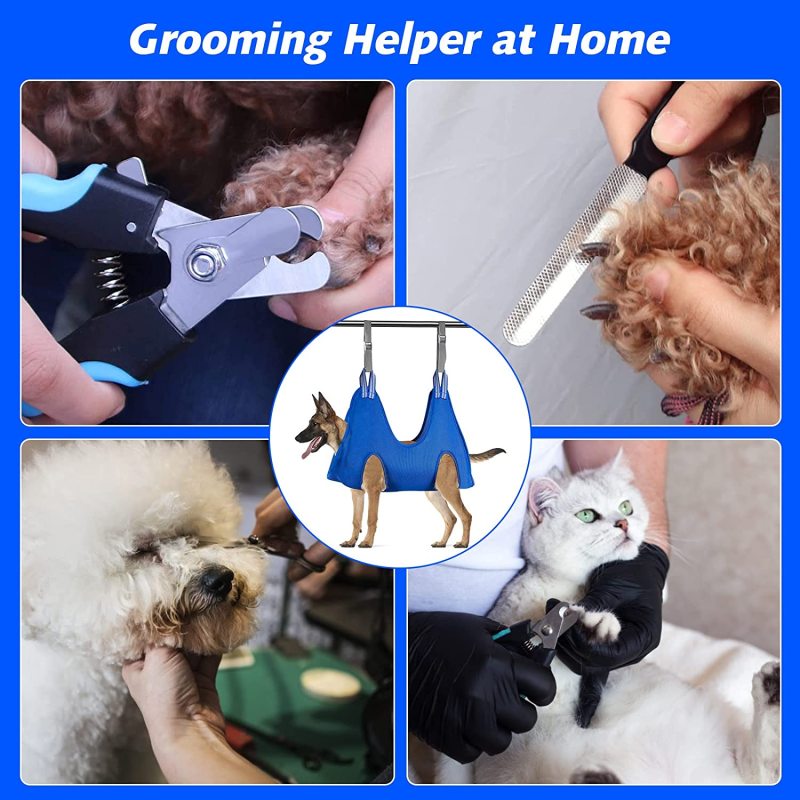 Pet Grooming Hammock for Dogs & Cats with Nail Nail Trimmers/Scissors, Dog Grooming Harness for Nail Trimming