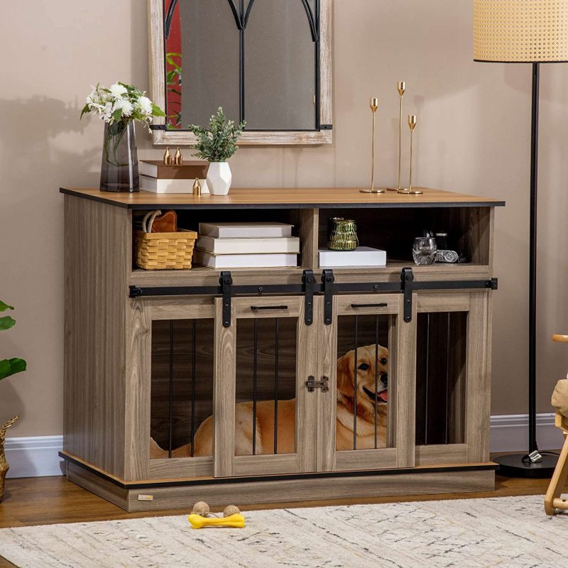 Removable Panel Dog Cage with Shelves Fancy Puppy Furniture