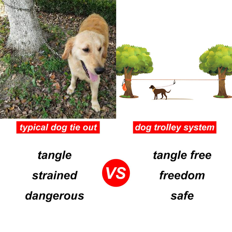 Dog Lead for Yard, Camping, Parks, Outdoor Events Tie Out Cable for Camping, 50ft Portable Overhead Trolley System