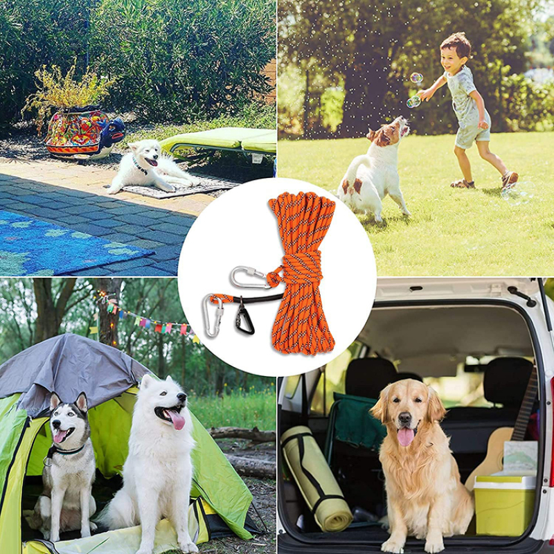 Dog Lead for Yard, Camping, Parks, Outdoor Events Tie Out Cable for Camping, 50ft Portable Overhead Trolley System