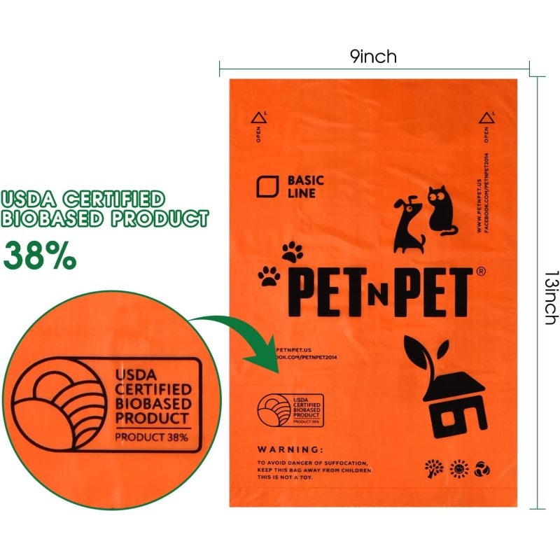 Dog Poop Bag USDA Certified 38% Biobased Poop Bags 1080 Counts 60 Rolls 9x13 Inches Dog Bags for Poop