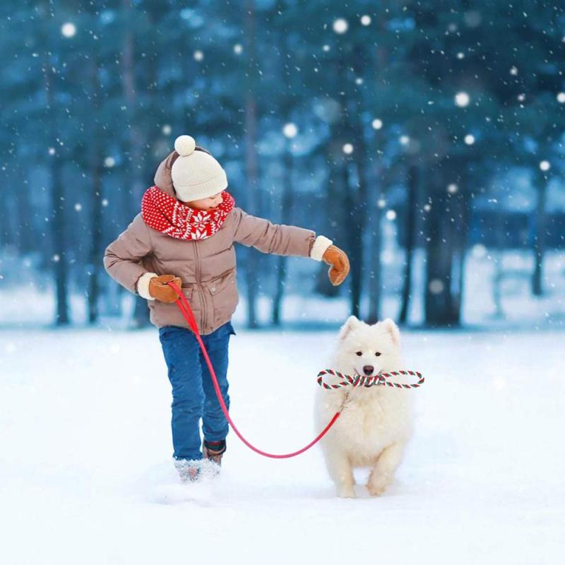 Christmas Dog Rope Toy Christmas Stocking Gift Set Cotton Rope Knot Chew Toy for Medium and Large Dogs Teething Clean