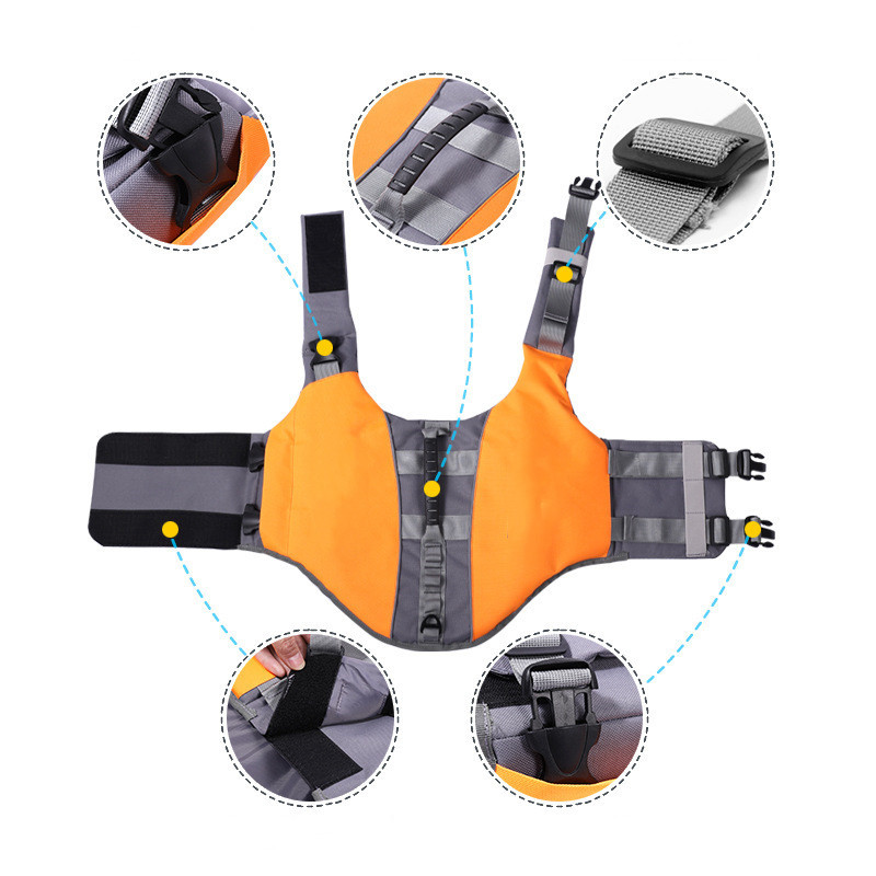 Durable Dog Life Jacket with Reflective Adjustable stripes Heavy Flotation pet life vest
