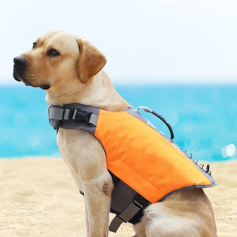 Durable Dog Life Jacket with Reflective Adjustable stripes Heavy Flotation pet life vest