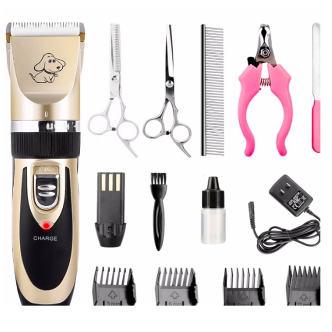 USB Rechargeable Electric Dog Cat Pet Hair Trimmer Cutter Remover Grooming Shaver Kit Set with Comb