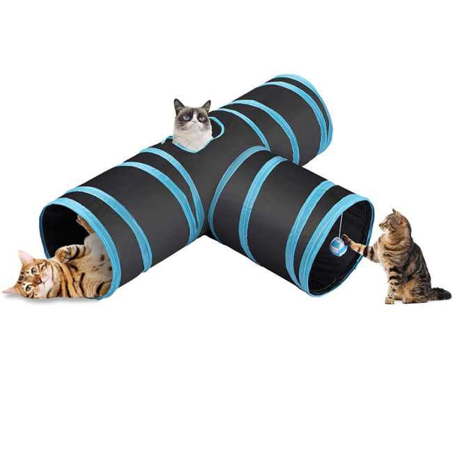 Collapsible Cat Tunnel Tube Kitty Tunnel Bored Cat Pet Toys Peek Hole Toy Ball